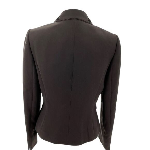 Tahari ASL Brown Beaded Floral Trim Evening Career Dressy Jacket Blazer 8 - Picture 3 of 14